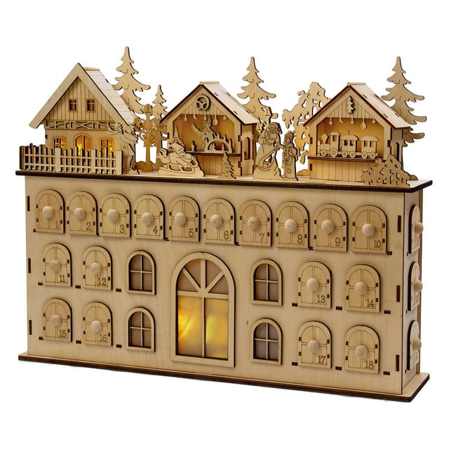 Kurt Adler 13-Inch LED Wooden Advent Calendar Decoration