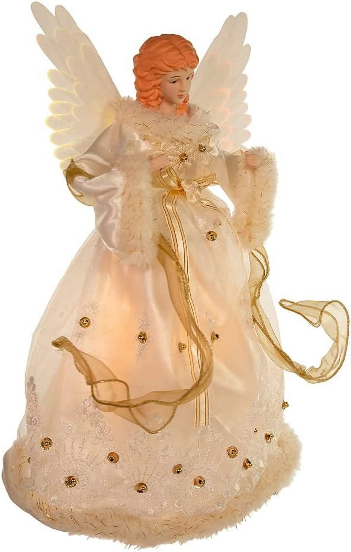 Ivory and Gold Fiber Optic Animated Angel Tree Topper