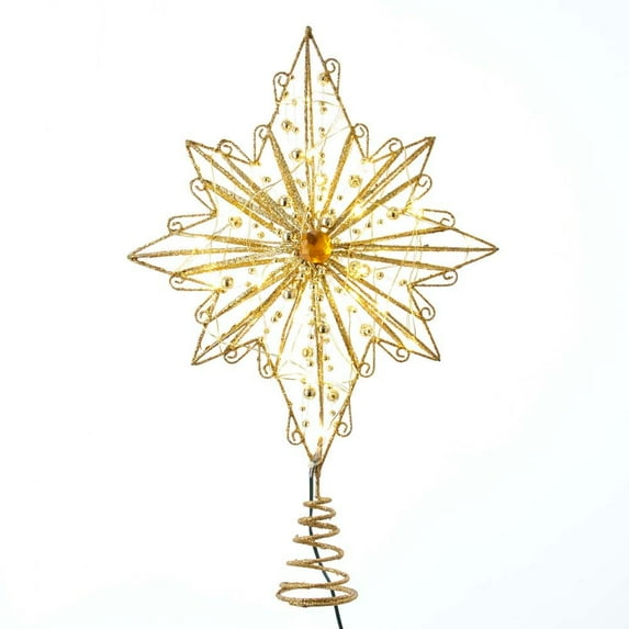 Kurt Adler 15.5-Inch 30-Light Fairy Light Gold Star Treetop