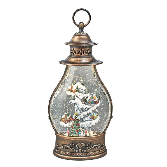Kurt S. Adler Battery-Operated Lit Christmas Village Lantern Water Globes, 15-Inch, Multicolored