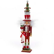 Kurt Adler 15" Red/Green With Tree Hat Nutcracker