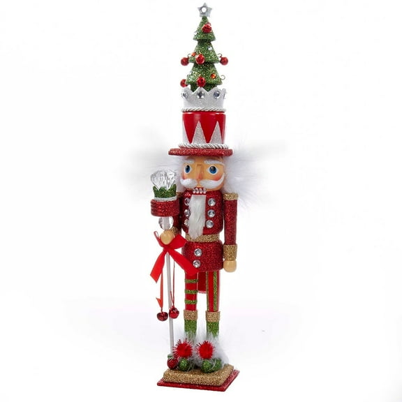 Kurt Adler 15" Red/Green With Tree Hat Nutcracker