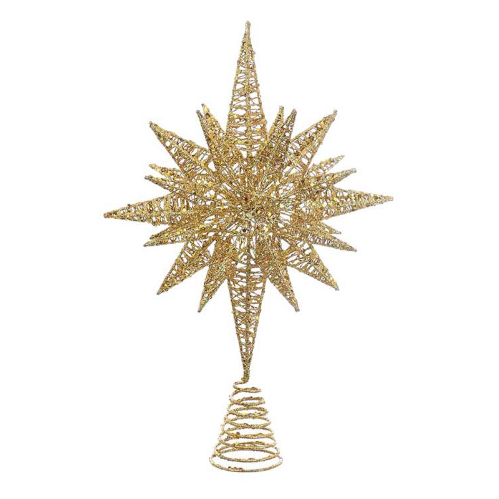 Kurt Adler 16.5-Inch Gold Glitter Wire 3D Star Treetop - Walmart.com