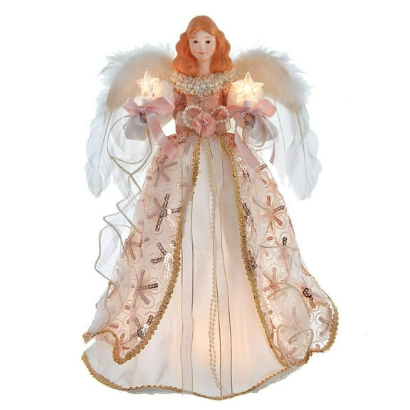 Kurt Adler 16-Inch UL 10-Light Boho Chic Angel Tree Topper