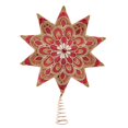 thumbnail image 1 of Kurt Adler 16-Inch Un-lit Ruby Red and Gold Star Tree Topper adorned with Pearl Accents, 1 of 1