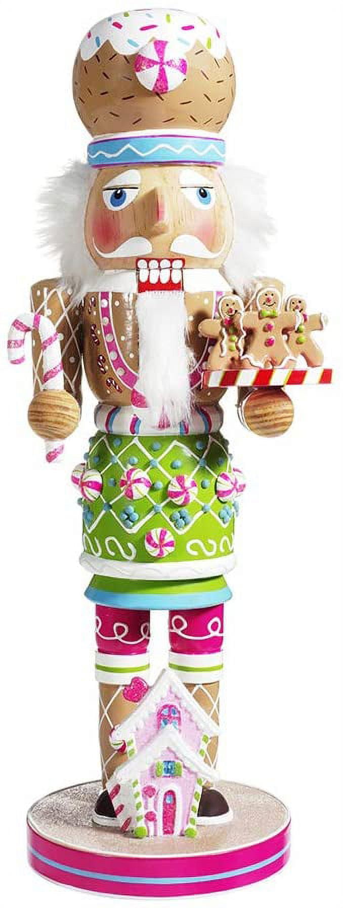 16-Inch Wooden Gingerbread Nutcracker with Candy Detailing