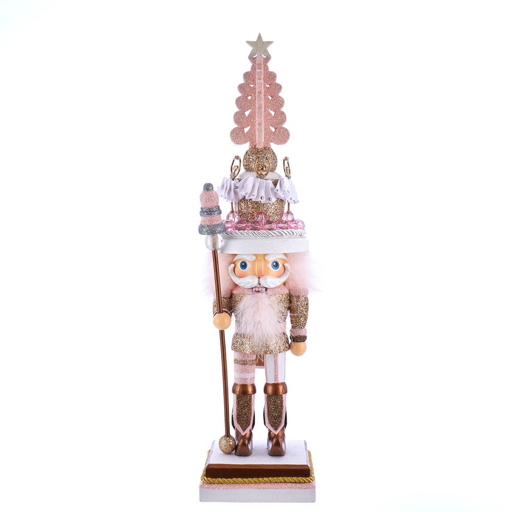 17.5-Inch Pink and Gold Ballet Nutcracker with Glitter Detail