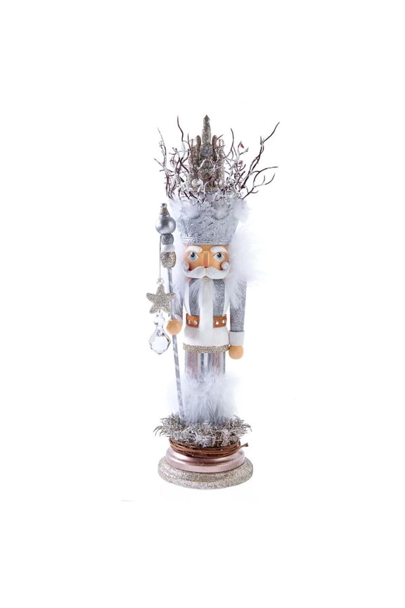 KSA 19.25" Silver and White Castle King Christmas Nutcracker