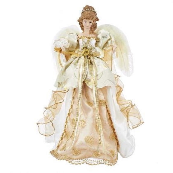 Kurt Adler 17-Inch Ivory and Gold Angel Treetop