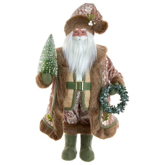 Kurt S. Adler Sage and Neutral Santa Table Piece, 18-Inches, Green