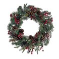 thumbnail image 1 of KSA Pre-Lit Red Berry and Pinecone Artificial Christmas Wreath, 18-Inch, Warm White Lights, 1 of 3
