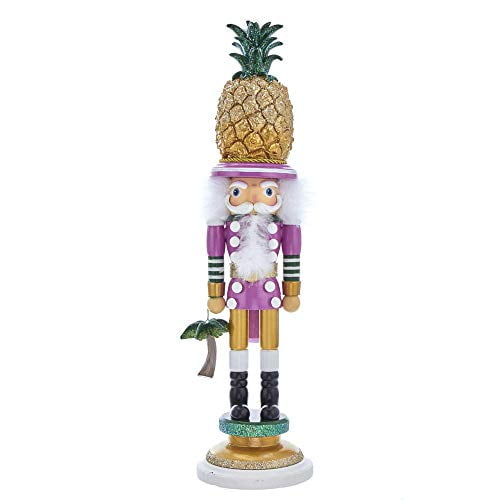 Tropical Pink and Gold Pineapple Hat Nutcracker, 19.5 Inches