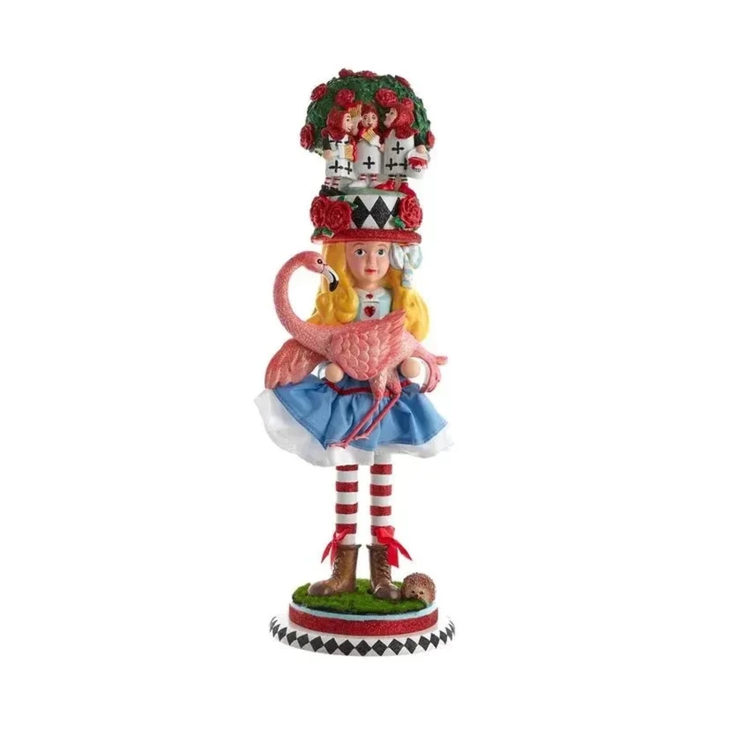 19-Inch Multicolored Hollywood Alice Nutcracker with Pink Flamingo