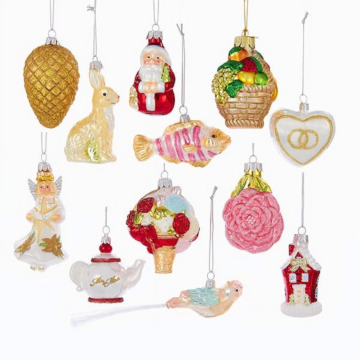 Elegant Glass Wedding Ornament Set with Gold Trim, 12-Piece