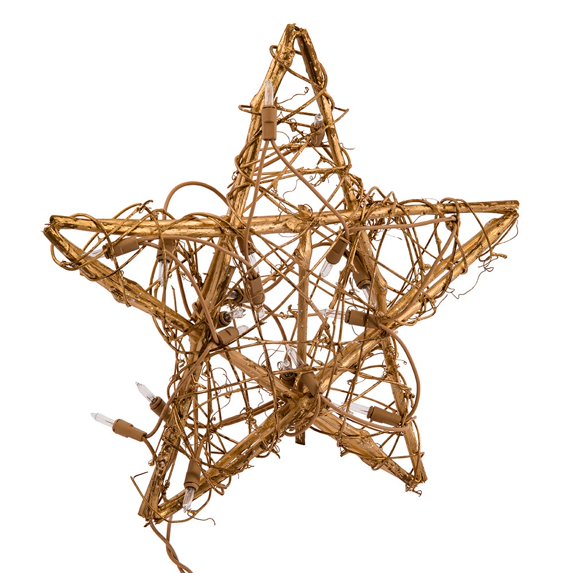 Kurt Adler 20- Light Gold Rattan Star With 30" Lead Wire