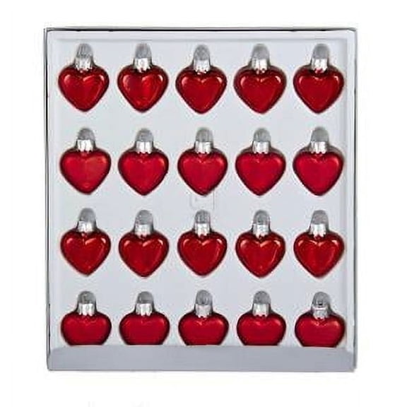 Kurt S. Adler Petite Treasures Heart Ornament, Set of 20, Mini, Red