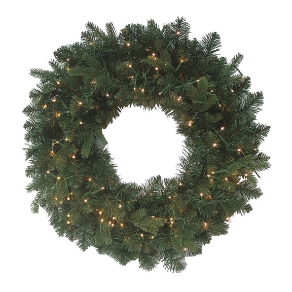 Kurt Adler 24-Inch Battery-Operated LED Noble Fir Wreath with Warm White Lights