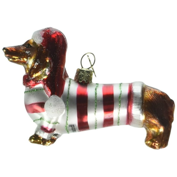 Kurt Adler Noble Gems Glass Dachshund Christmas Ornament 3.5-Inch Dog Ornament (YAMNB0313)