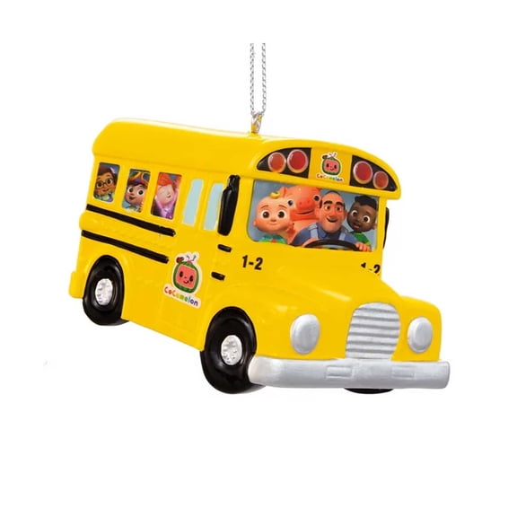Kurt Adler 3.25-Inch Yellow and Brown "Cocomelon" School Bus Christmas Ornament