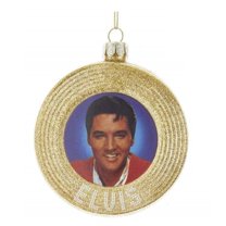 Kurt Adler 3.5 Inch Elvis Presley Gold Record Christmas Ornament