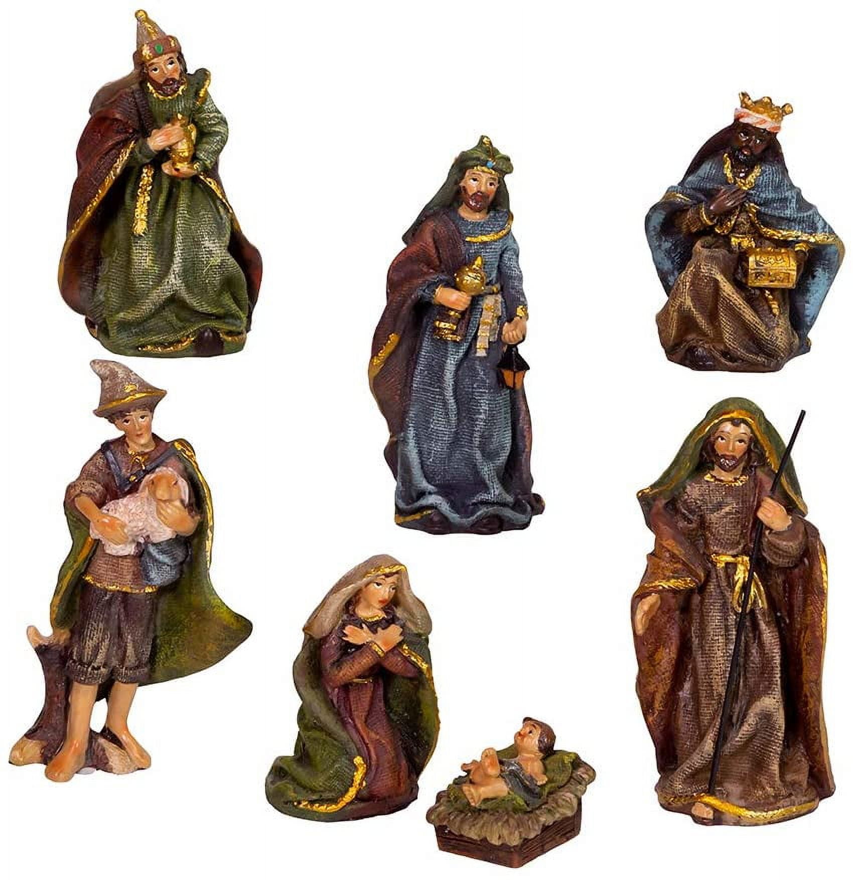 3.5-Inch Multicolor Resin Nativity Set with Gold Trim