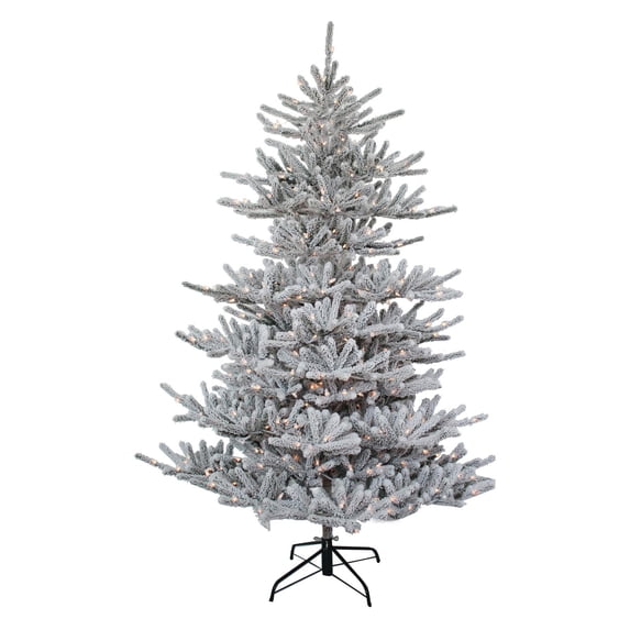 KSA 3' Pre-Lit Vail Pine Flocked Artificial Christmas Tree, Clear Lights