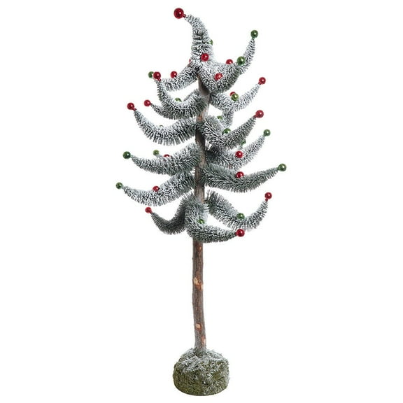 Kurt Adler 36-Inch Snowy Curly Green Tree with Mini Bells