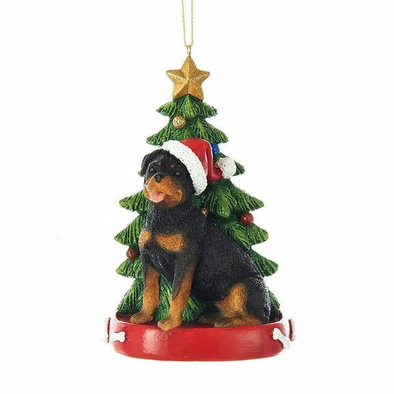 Kurt Adler 4.25-Inch Rottweiler with Christmas Tree Ornament