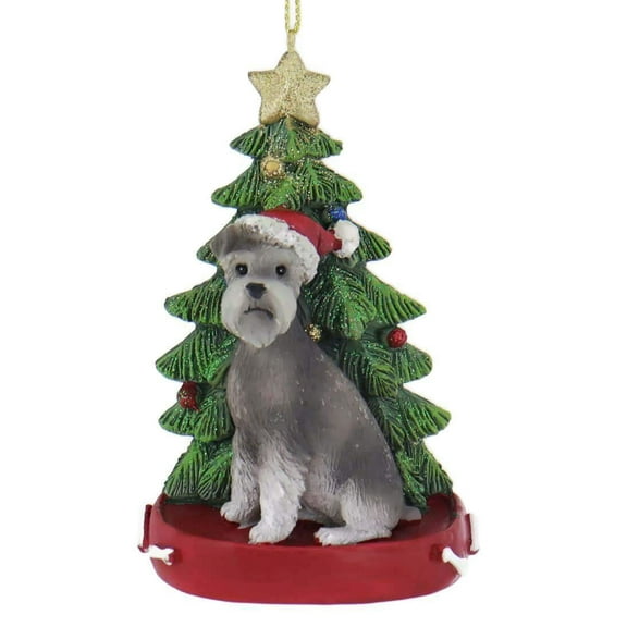 Kurt Adler 4.25" Resin Schnauzer With Tree Ornament
