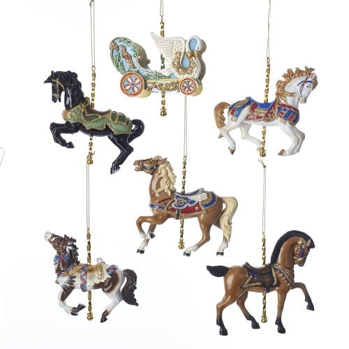 Kurt Adler 4.5"Carousel Horses/Chariot Ornaments 6A.