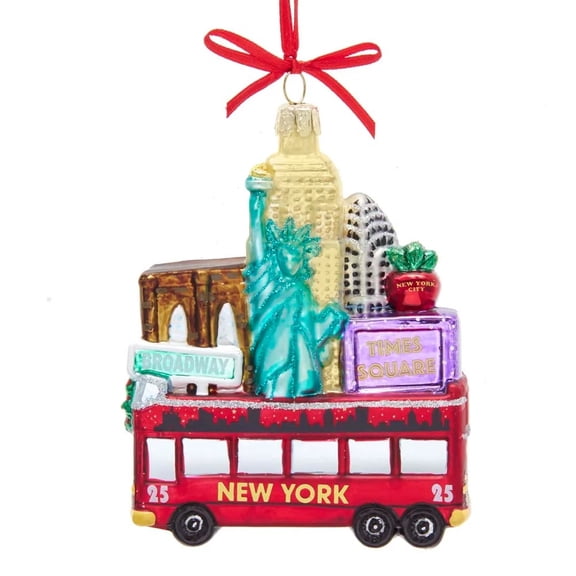 Kurt Adler 4.75" Glass New York City Bus Ornament