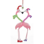 Kurt Adler 4.75-Inch Green and Pink Kissing Flamingos Christmas Ornament