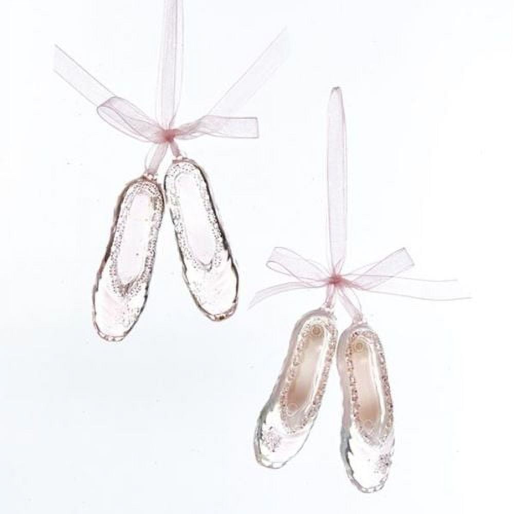 Kurt Adler 4" Pink Ballet Shoes Christmas Ornament – 2-Pack Acrylic Holiday Décor