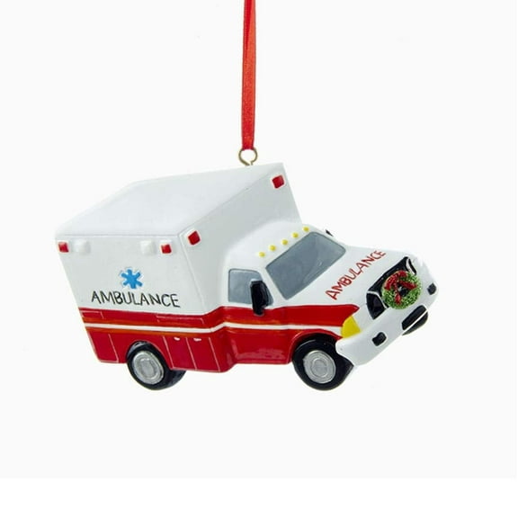 Kurt Adler 4" Ambulance Ornament, Christmas Tree Decoration for EMTs and First Responders