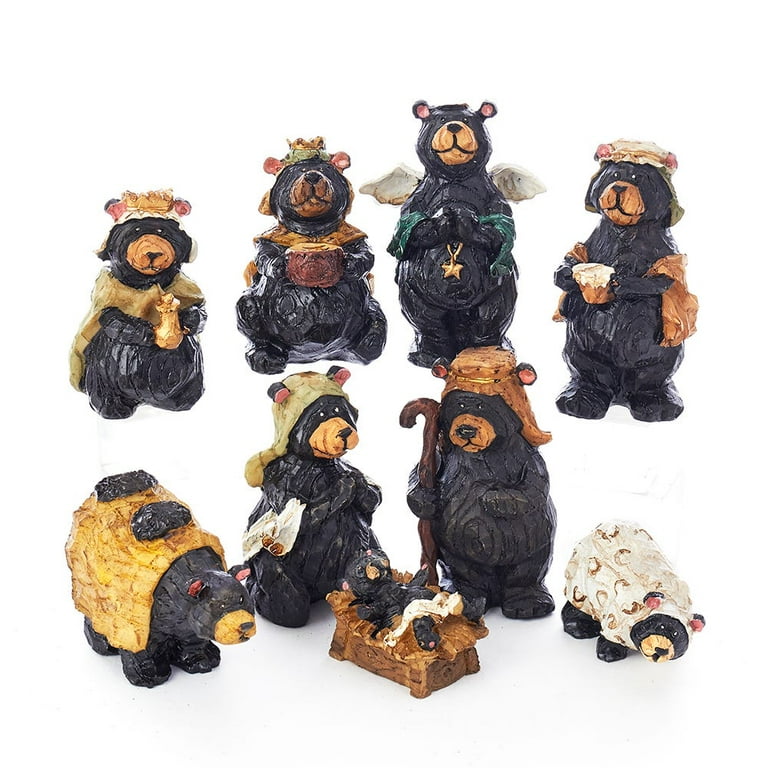 Kurt Adler 4-Inch Resin Nativity Bear Set of 9 Pieces