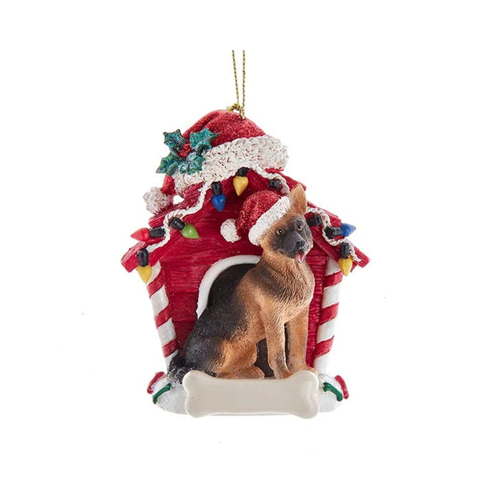 Kurt Adler 4-Inch personalized German Shepherd with Dog House Christmas Ornament