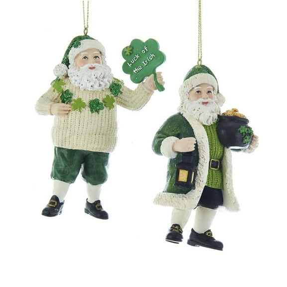 Kurt Adler 4"RESIN IRISH SANTA ORNAMENT 2/ASSORTED