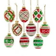 thumbnail image 1 of Kurt Adler 45MM Glass Red and Green Decorated Eggs, 9 Piece Set, 1 of 4