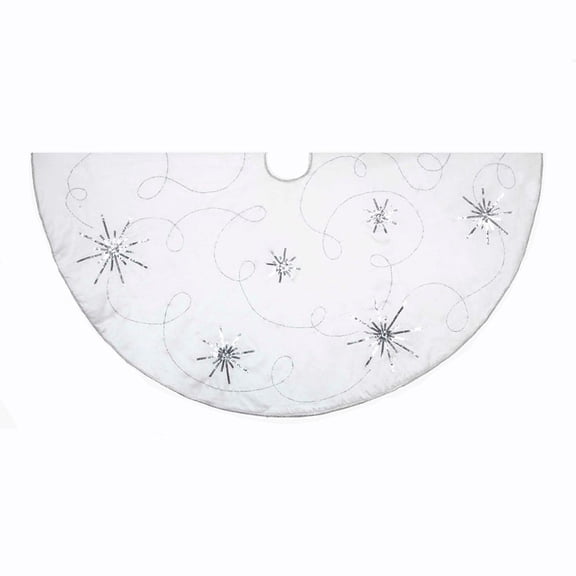Kurt Adler 48-Inch Ivory Scroll Embroidery and Sequin Tree skirt