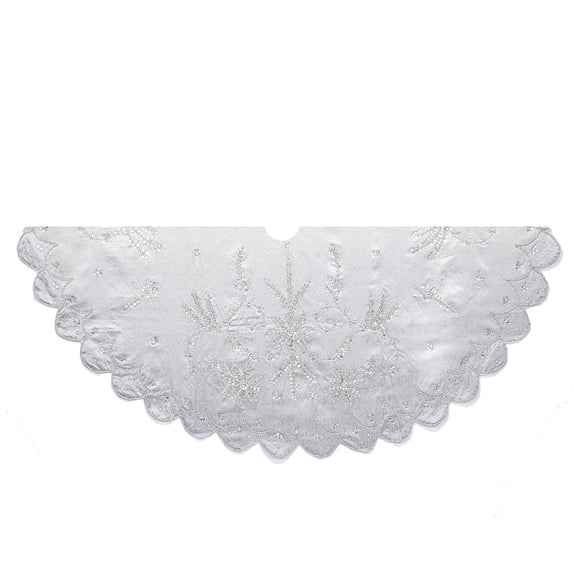 Kurt Adler 48-Inch Silver Hand Embroidery Treeskirt