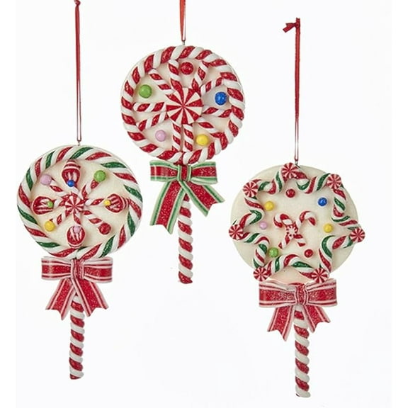 Kurt Adler 5.5" Claydough Candy Lollipop Ornaments Assorted 3-Pack