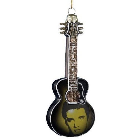 Kurt Adler 5-Inch Glass Elvis Printed Image Guitar Ornament
