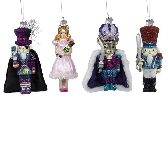 Kurt Adler 5-Inch Noble Gem Glass Nutcracker Suite Ornaments 4 Piece