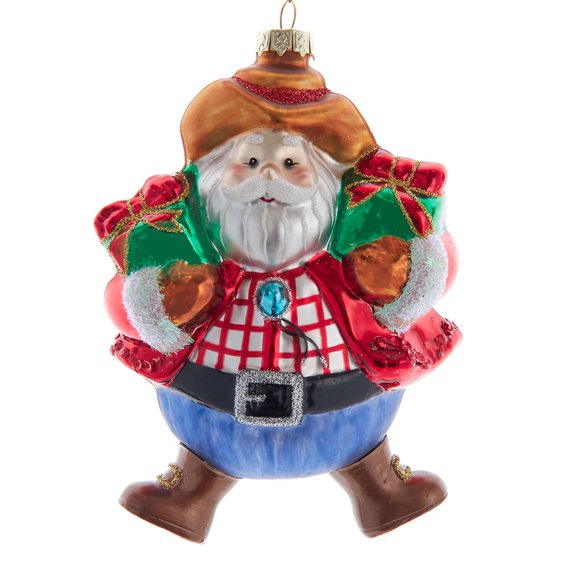 Kurt Adler 5-Inch Noble Gems Glass Western Santa Ornament