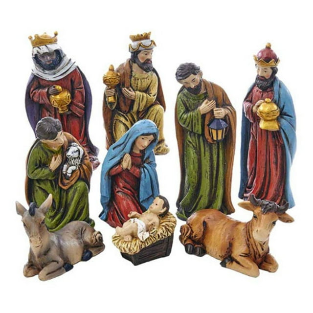 Kurt Adler 5inch Resin Nativity, 9 Piece Set