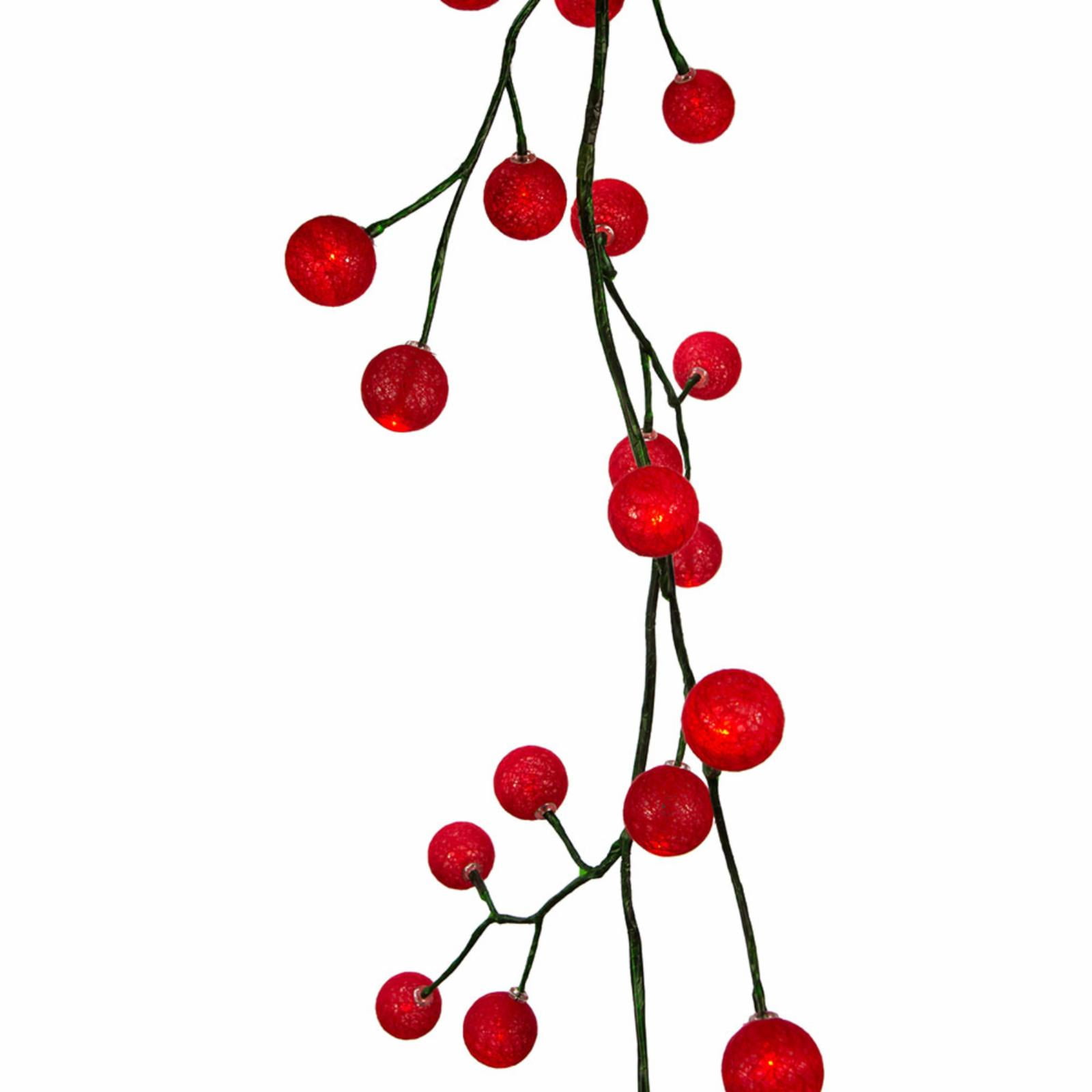Kurt Adler 6-Foot Green Garland with 48 Red LED and Red Ball Lights ...
