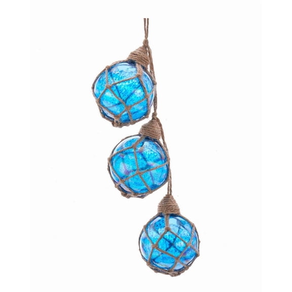 Kurt S. Adler Beach Nautical Themed Glass Ornaments Glass and Twine Blue Buoy Float Christmas Tree Ornament D3638