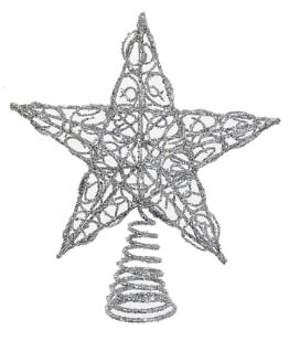 Kurt Adler 6" Miniature Silver Glittered Metal Wire Star Christmas Tree ...