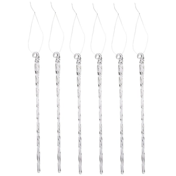 Kurt Adler 6-Piece 7.5-Inch Glass Twist Icicle Christmas Ornaments Holiday Tree Decorations