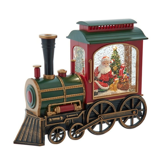 Kurt Adler 7.625-Inch Battery Operated LED Lighted Santa Train With Spinning Glitter Water